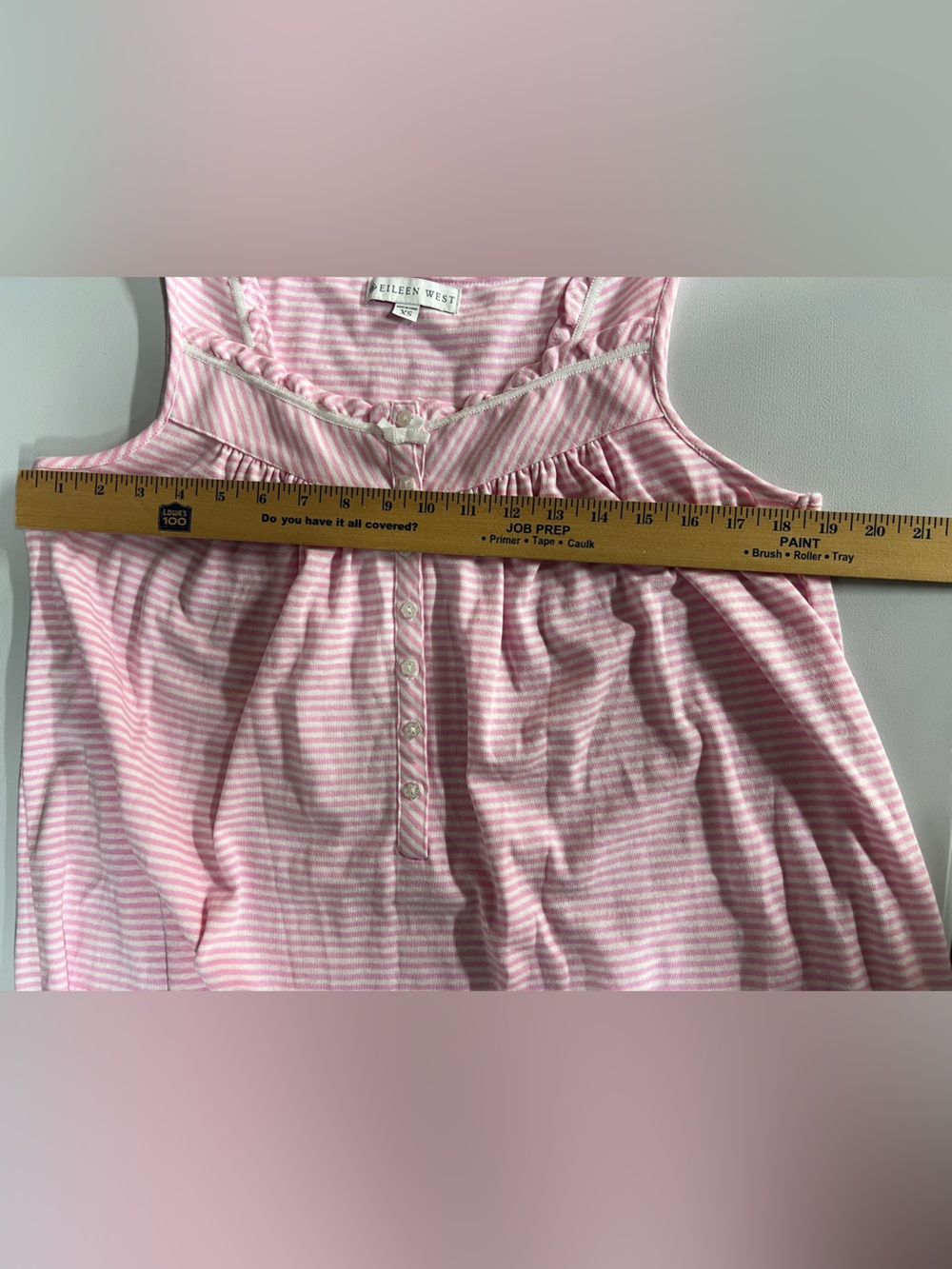 Eileen West Rose Stripe Knit Chemise Short Sleeve Night Gown Womens XS - Picture 7 of 7